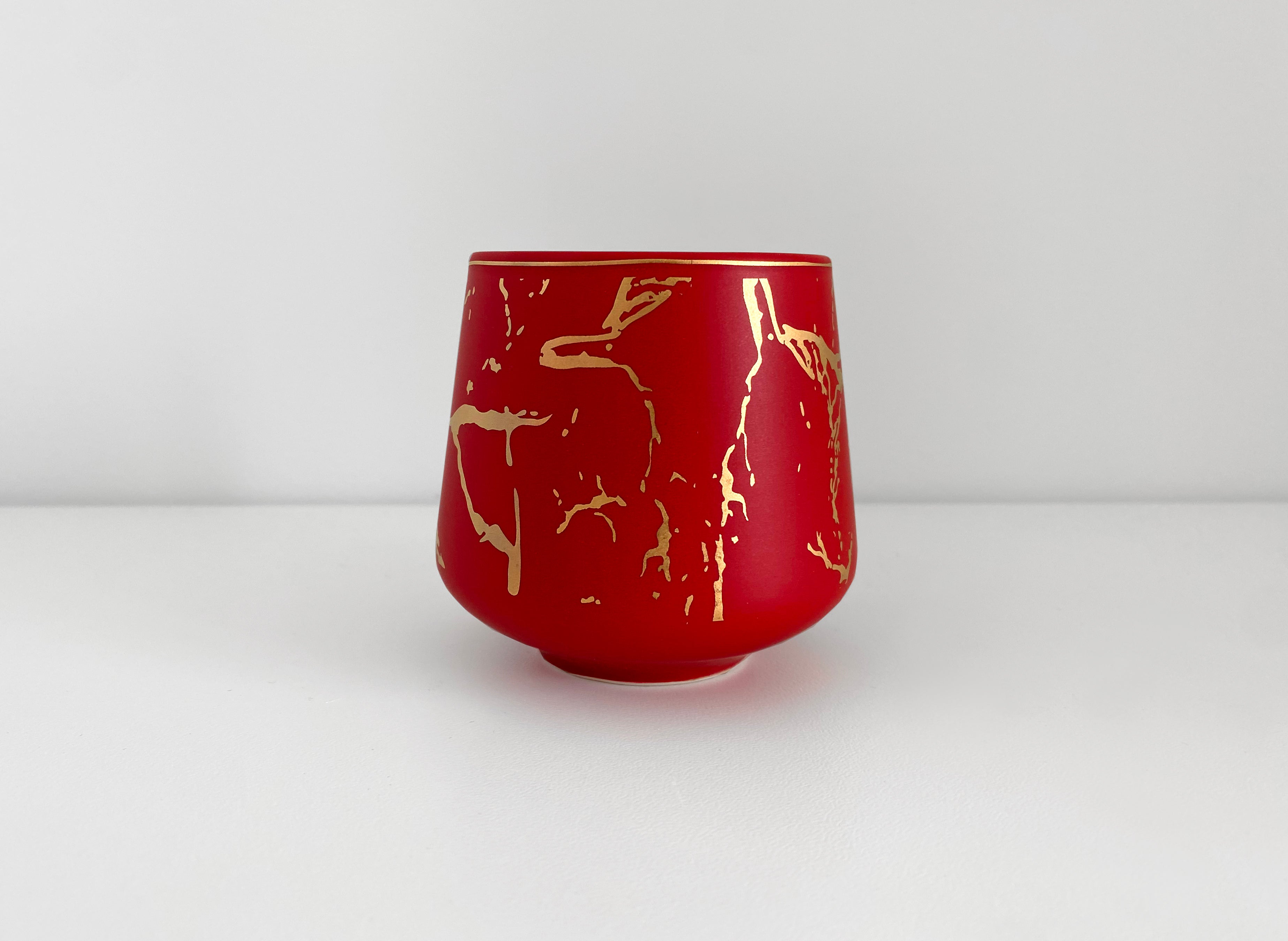 Red Gold Marble XL Teapot Tea Set